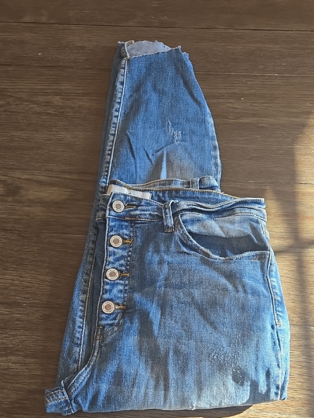 KanCan Medium Blue Ankle Crop Jeans with Button Fly